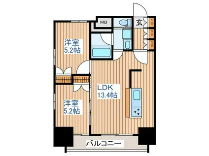 アルモニー勾当台公園(2LDK/14階)の間取り写真