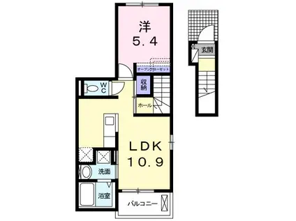 ポルタコスタII A(1LDK/2階)の間取り写真