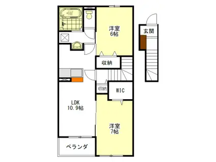 アレグロ ヴィヴァーチェ B棟・C棟(2LDK/2階)の間取り写真