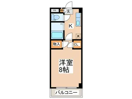 メゾンセシボン東部(1K/4階)の間取り写真