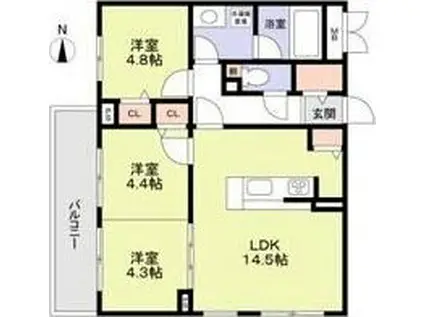 ブライトガーデン(3LDK/2階)の間取り写真