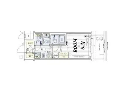 エステムコートディアシティウエスト(1K/14階)の間取り写真