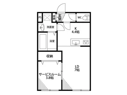 モナベルI(1LDK/2階)の間取り写真