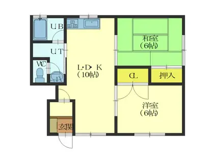 ハイツMII(2LDK/1階)の間取り写真