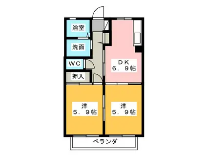 ブラセール加茂(2DK/1階)の間取り写真
