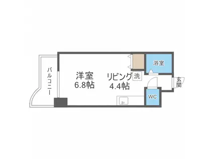 エルドラード中の島(1DK/6階)の間取り写真