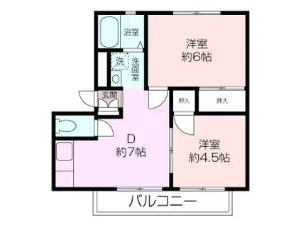 フォンティーン金井A棟(2DK/2階)の間取り写真