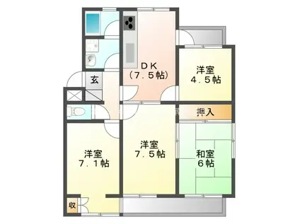 ゴールデンハウス小坂井(4DK/2階)の間取り写真