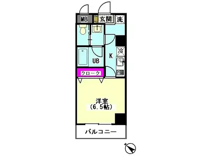 ハイネスエイト(1K/5階)の間取り写真