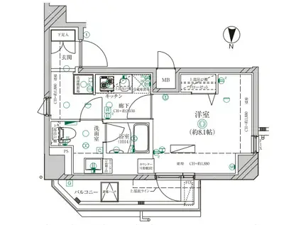 ディアレイシャス亀戸(1K/5階)の間取り写真