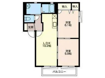 クール・アムールB棟(2LDK/2階)の間取り写真