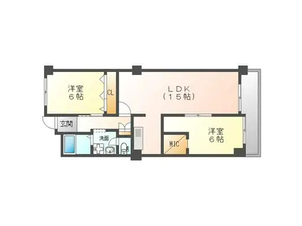 野並シャンテ(2LDK/4階)の間取り写真