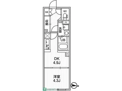 ラヴィエール清澄リバーテラス(1DK/2階)の間取り写真