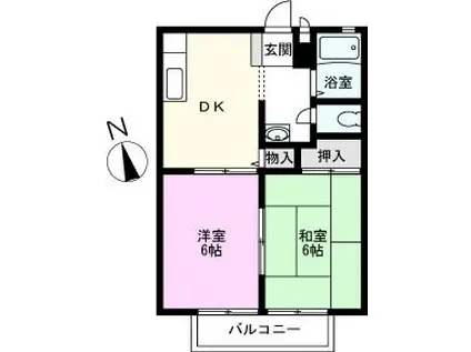 ピアハイツ(2DK/1階)の間取り写真