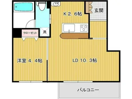 アーバンテラス八軒(1LDK/3階)の間取り写真