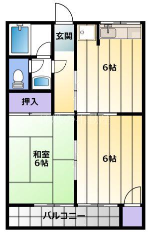 フジヒロハイツ(2DK/2階)の間取り写真