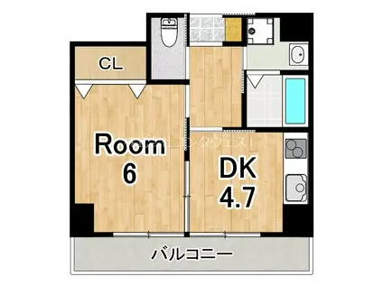 YUWASETA(1DK/5階)の間取り写真