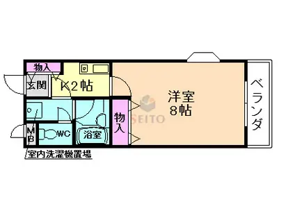 セザール服部(1K/3階)の間取り写真