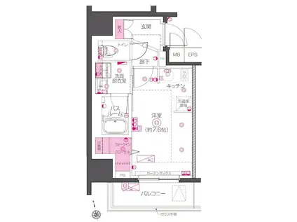 ZOOM秋葉原ノース(ワンルーム/7階)の間取り写真