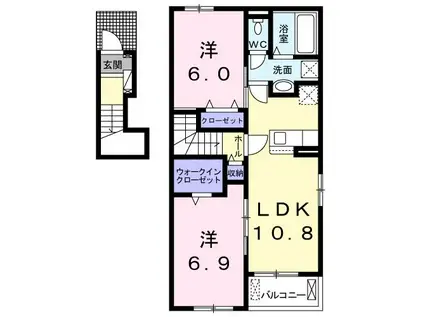エクシア(2LDK/2階)の間取り写真