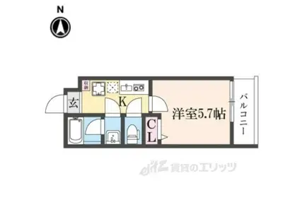 LA FITE KYOTO OIKEウエスト(1K/4階)の間取り写真