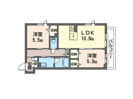 エトワール・ド・クール(2LDK/2階)の間取り写真