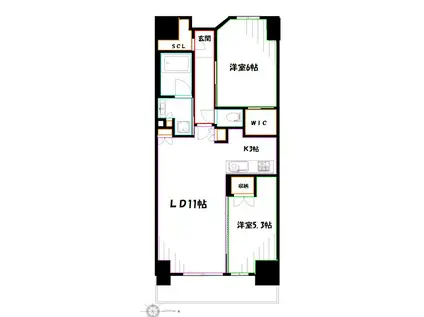 トラープランド翠命館(2LDK/9階)の間取り写真
