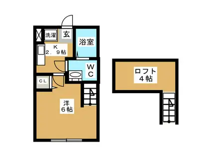 ベルコート(1K/1階)の間取り写真