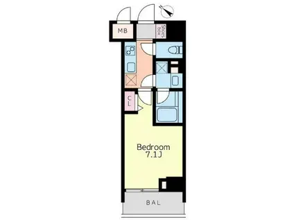 プライマル蒲田(1K/12階)の間取り写真