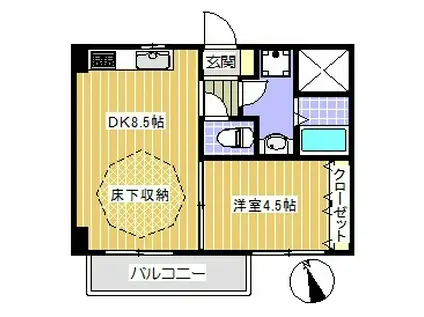 ルネス・カスターニ(1LDK/1階)の間取り写真