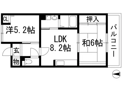 フレール宝塚御殿山5号棟(2LDK/3階)の間取り写真