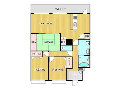 クエストコート上田中 1002(3LDK/10階)の間取り写真