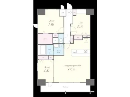 アロームドゥジョア(3LDK/13階)の間取り写真