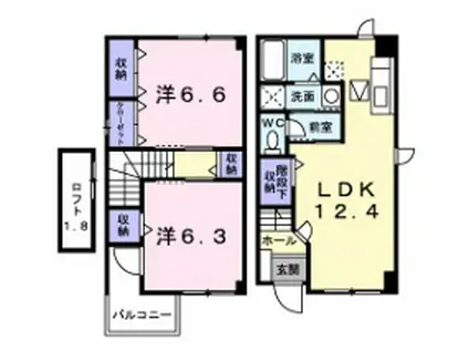 イーストガーデン(2LDK/1階)の間取り写真