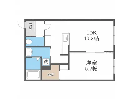 JEEKBLAU美園(1LDK/3階)の間取り写真
