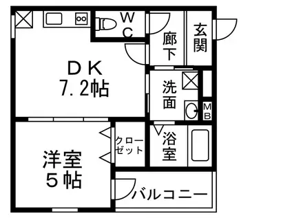 フジパレスソレイユIII(1DK/2階)の間取り写真