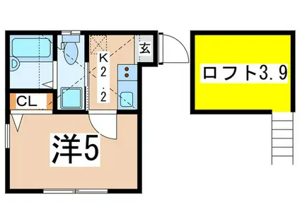 ビクトル山手(1K/2階)の間取り写真