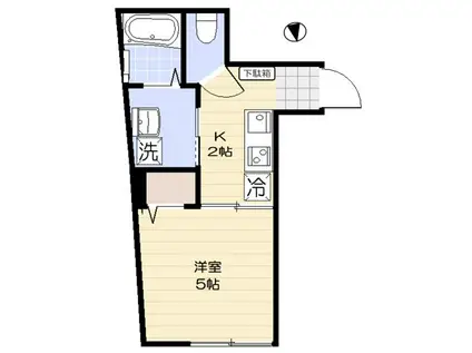 ポルトボヌール(1K/2階)の間取り写真