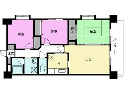 カーサグリシーナ(3LDK/4階)の間取り写真