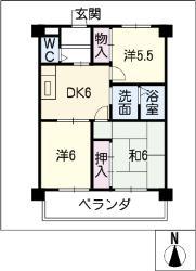 アーバンきたじま(3DK/5階)の間取り写真