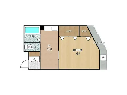 征信ビル(1K/3階)の間取り写真