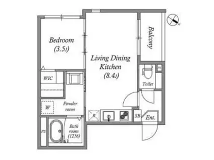 ファースト淡路(1LDK/1階)の間取り写真