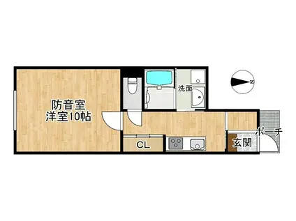 VESSELL堤町(1K/1階)の間取り写真