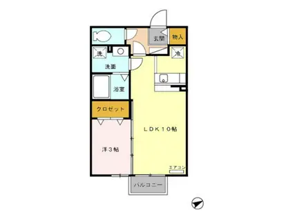 ノーブル千舟(1LDK/2階)の間取り写真