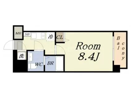 エスリード阿波座シティーウエストII(1K/2階)の間取り写真