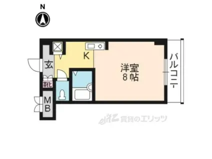 パインフィールド上賀茂(ワンルーム/1階)の間取り写真