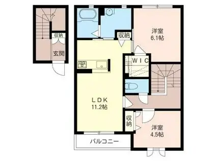 グレイス コートA(2LDK/2階)の間取り写真