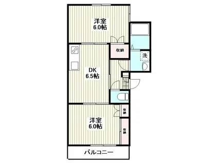 メゾンF(2DK/2階)の間取り写真