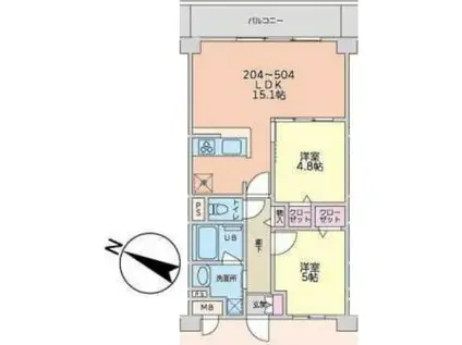 西鶴間3丁目マンション(2LDK/3階)の間取り写真