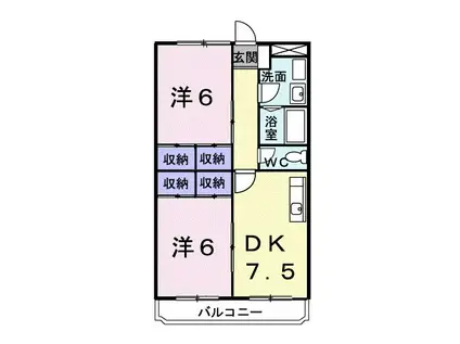 エクセルステージ8(2DK/1階)の間取り写真